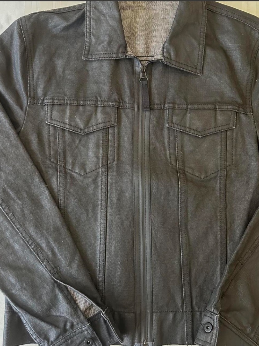 James Perse Dark Brown Leather Bomber Jacket